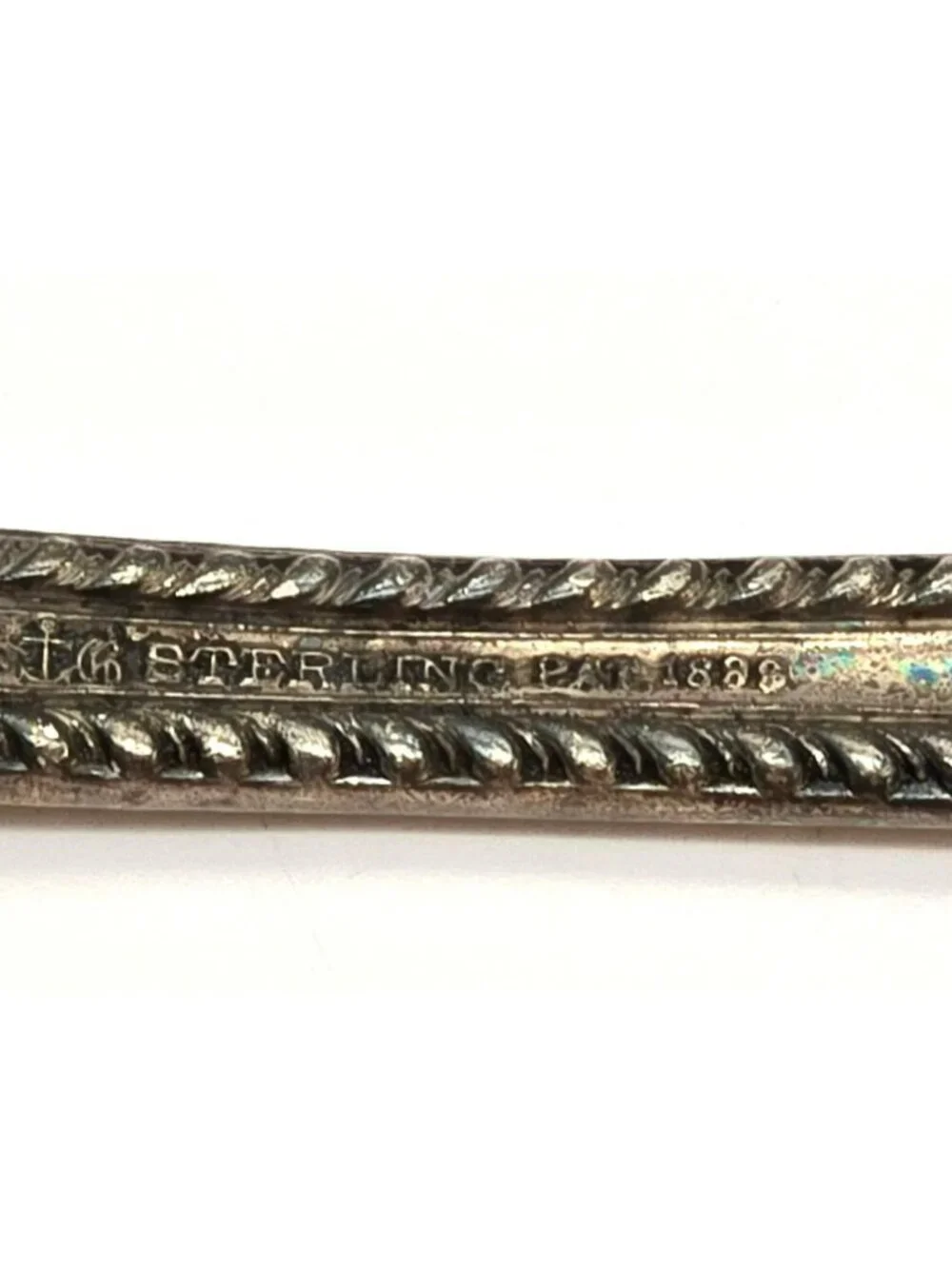 Antique Sterling Silver Pierced Serving Spoon Bonbon Floral Handle Mono CM2267
